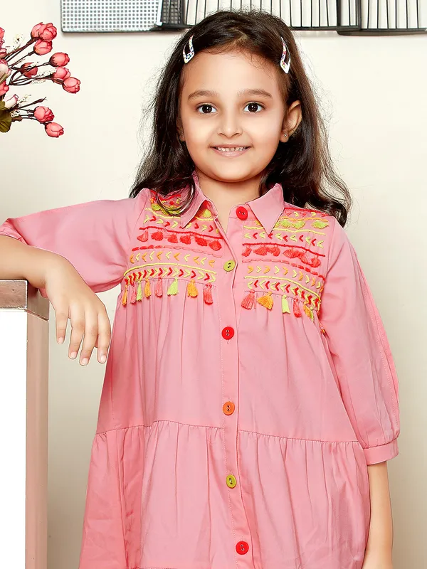 Leo n Babes cotton pink frock for girls
