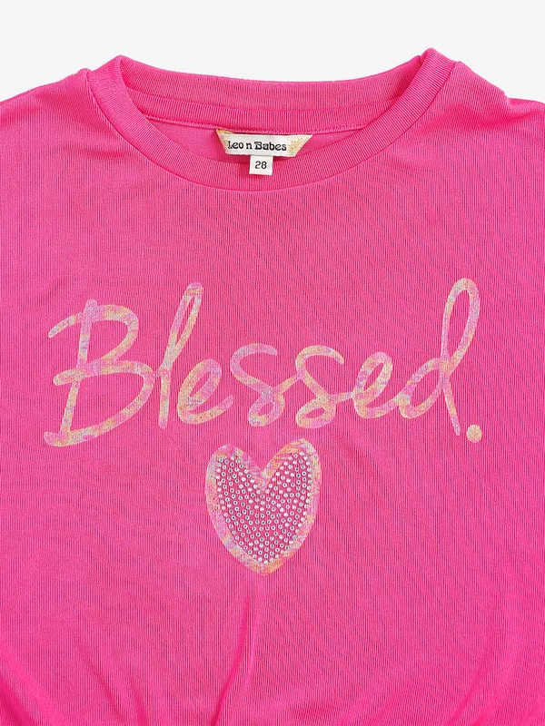 Leo n Babes cotton pink printed top