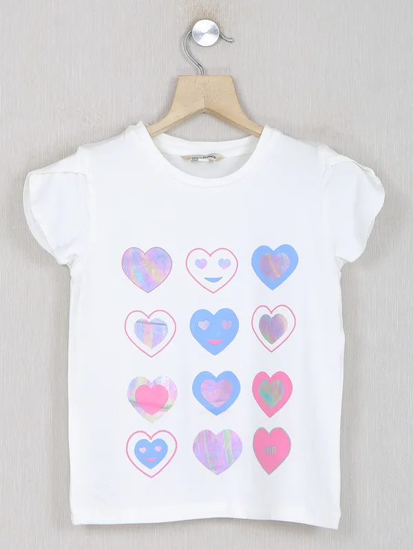 Leo n babes cotton printed casual wear top in white