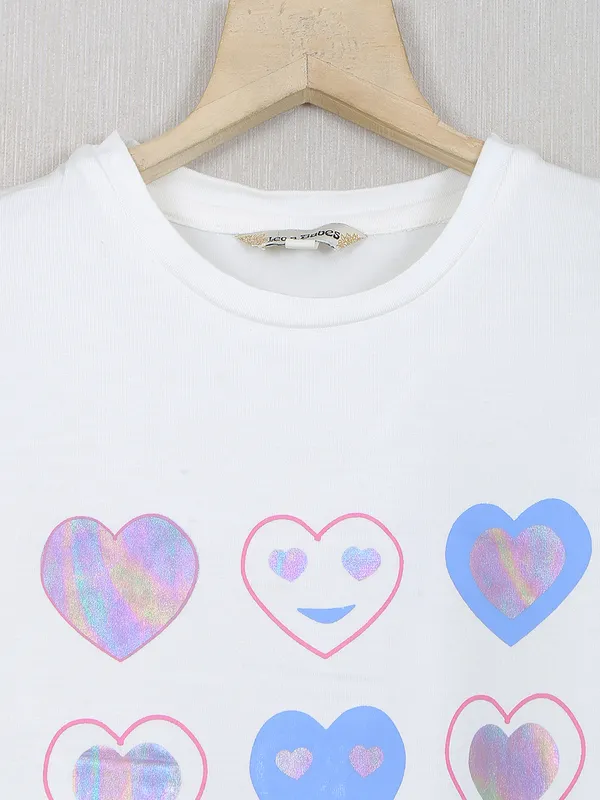 Leo n babes cotton printed casual wear top in white