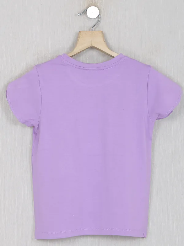 Leo n babes cotton printed lavender girls casual top