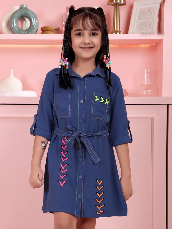 LEO N BABES dark blue cotton dress
