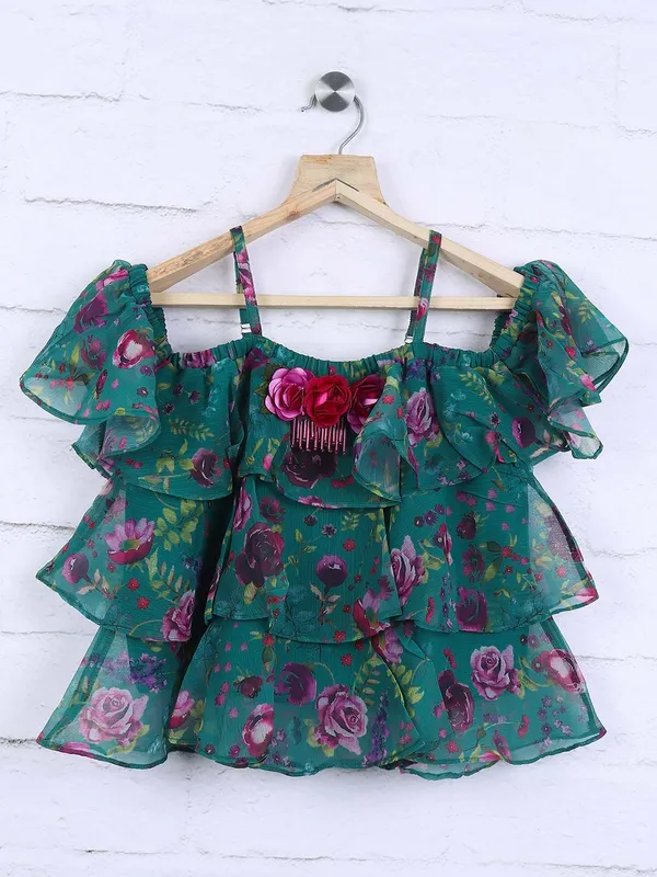 Leo N Babes green hue cotton festive top