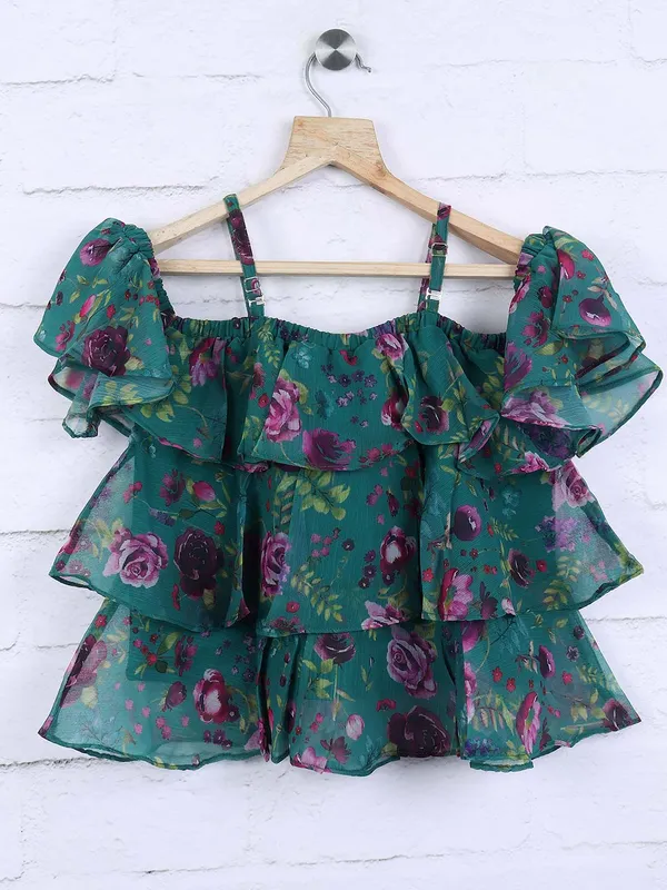 Leo N Babes green hue cotton festive top