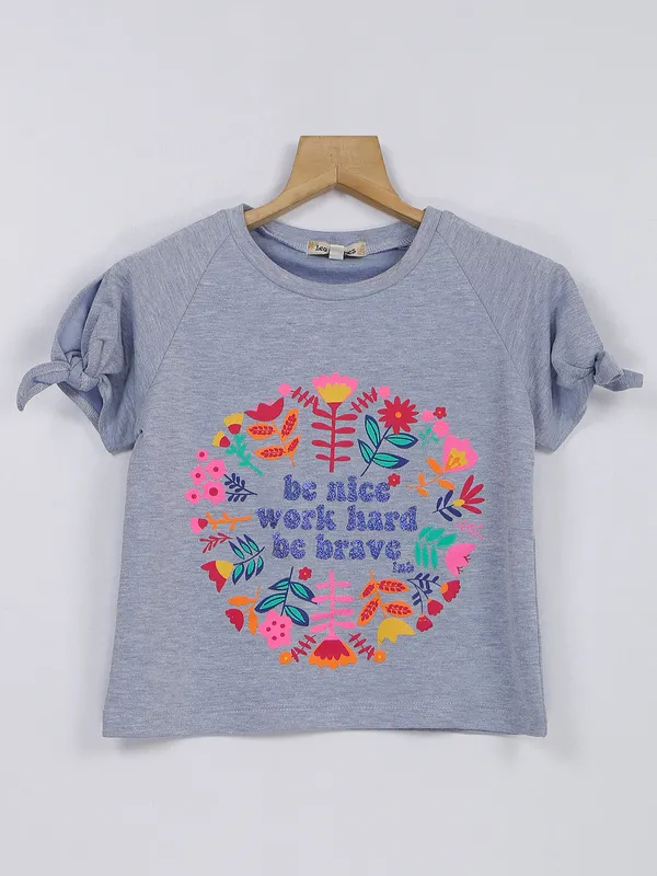 Leo n Babes grey printed cotton t shirt