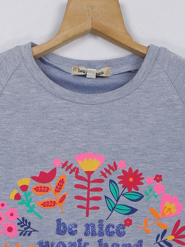 Leo n Babes grey printed cotton t shirt