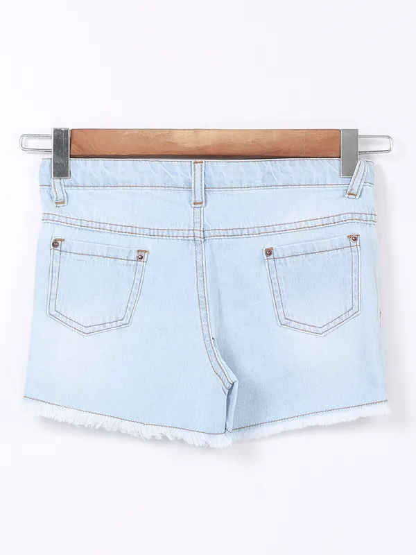 Leo n Babes ice blue washed shorts