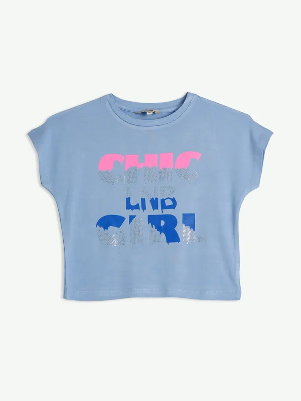 Leo n Babes light blue cotton printed top