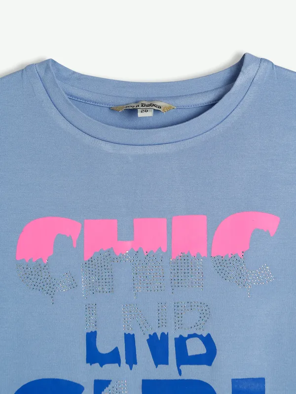 Leo n Babes light blue cotton printed top