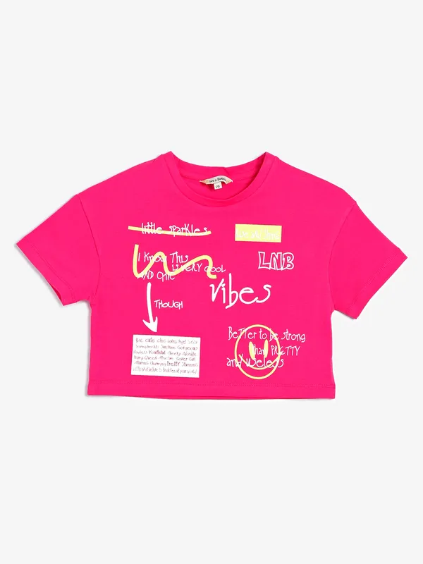 Leo n Babes magenta cotton printed top