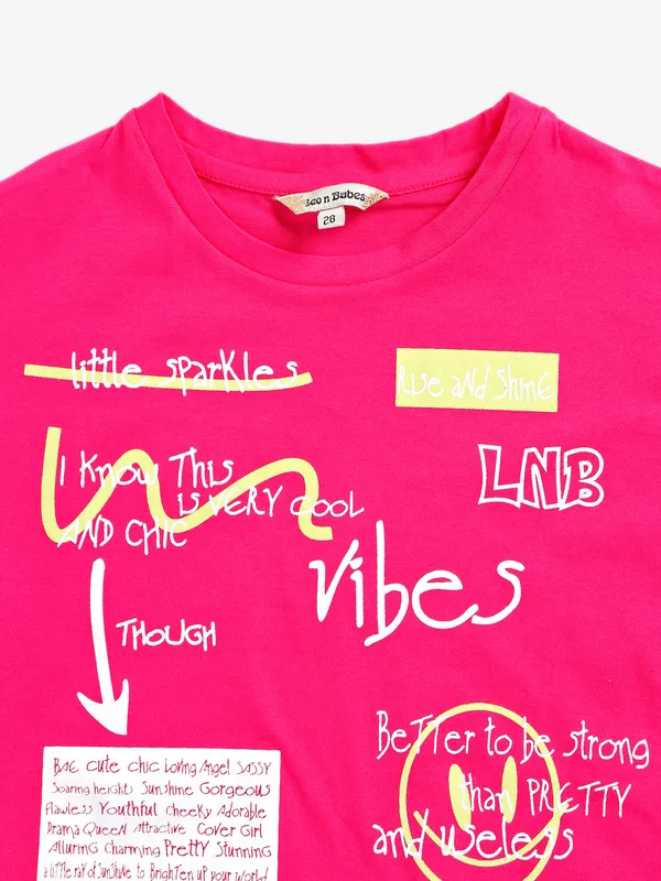 Leo n Babes magenta cotton printed top