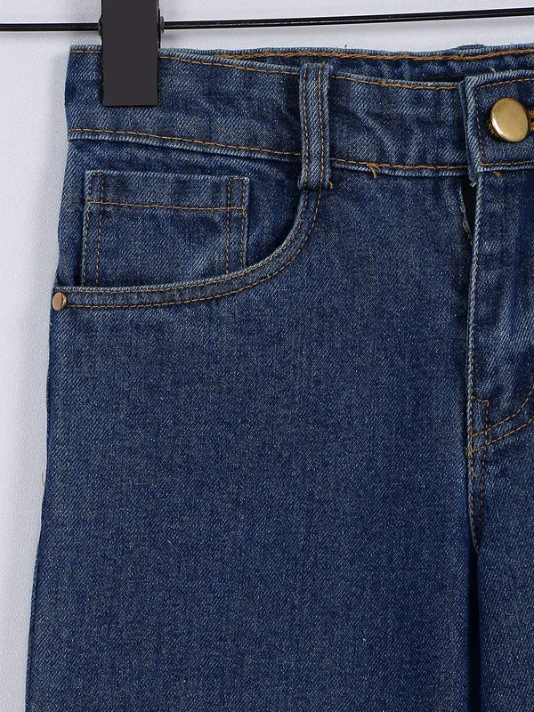 Leo n Babes navy solid jeans for girls
