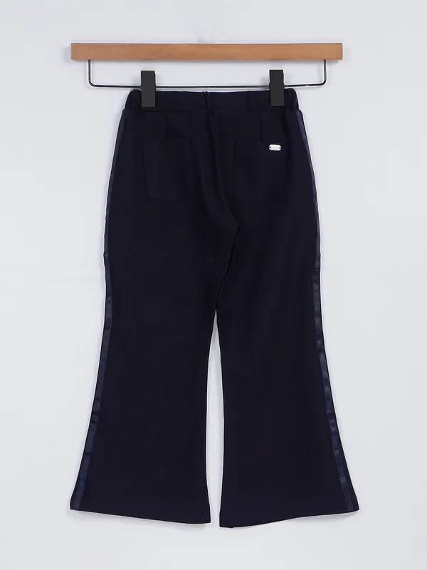 Leo n Babes navy solid lycra pant for girls