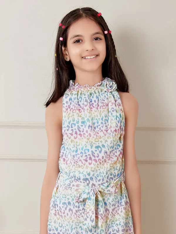 Leo n Babes off white lycra printed frock