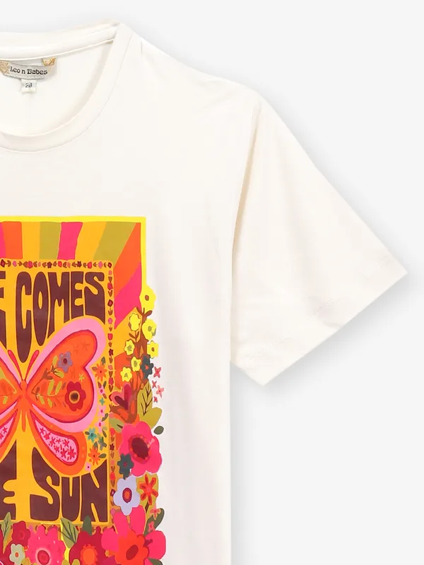 LEO N BABES off-white printed t-shirt
