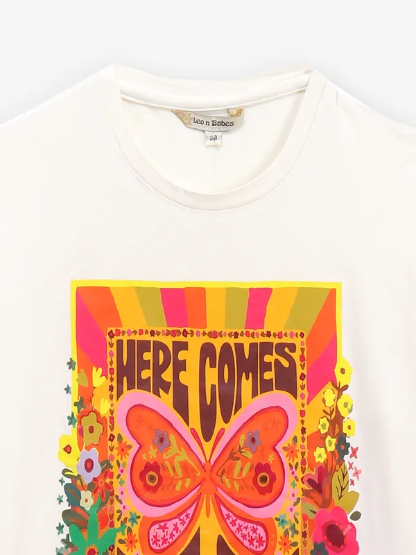 LEO N BABES off-white printed t-shirt