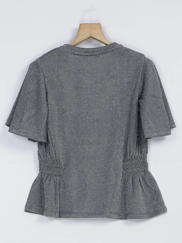 Leo n Babes plain dark grey knitted top
