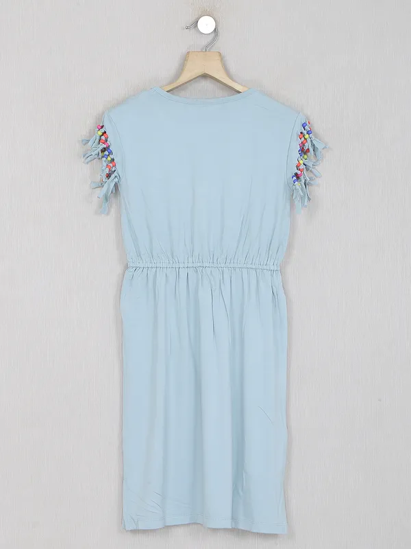 Leo N Babes powder blue printed georgette frock