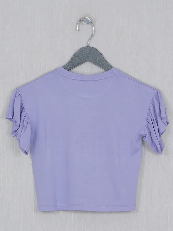 Leo N Babes printed cotton girls top in lavender blue