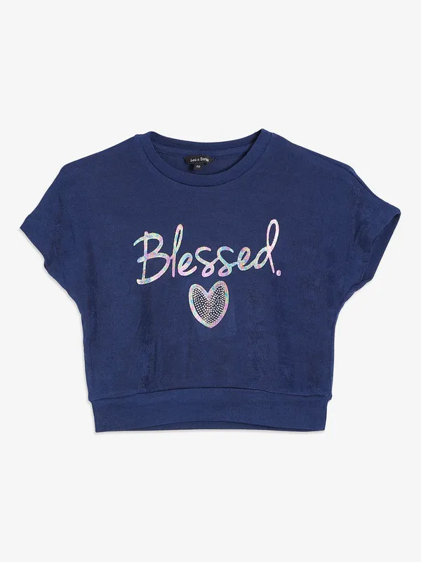 Leo n Babes printed navy cotton top