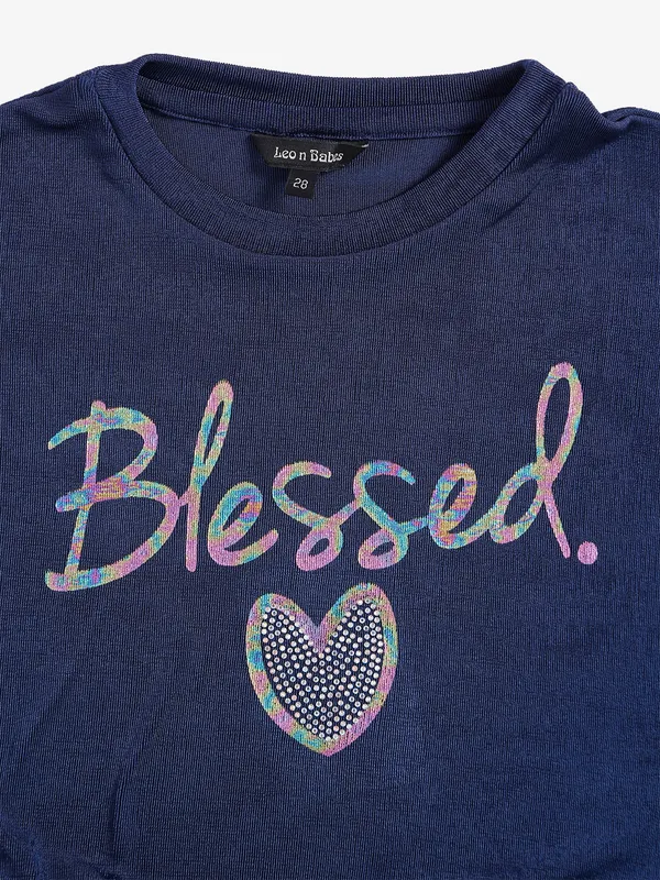 Leo n Babes printed navy cotton top