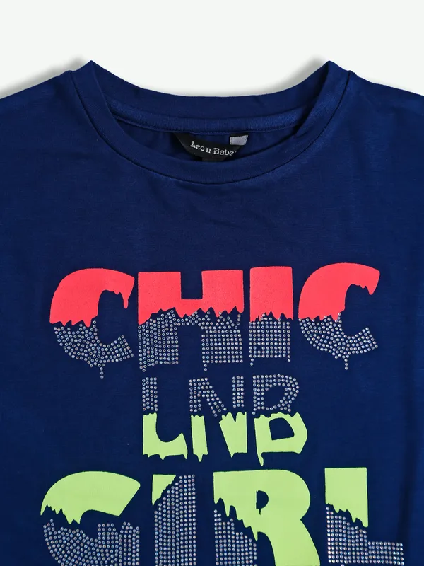 Leo n Babes royal blue cotton printed top