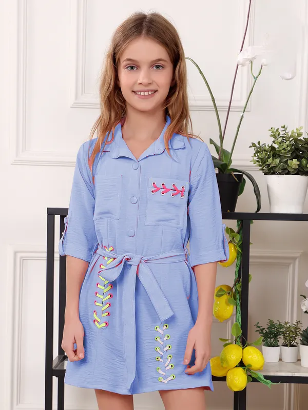 LEO N BABES sky blue cotton dress