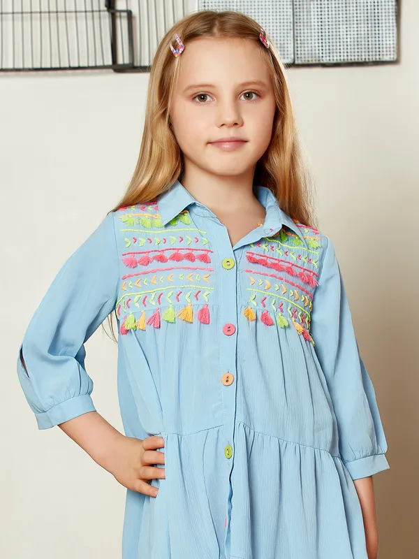 Leo n Babes sky blue cotton frock for casual