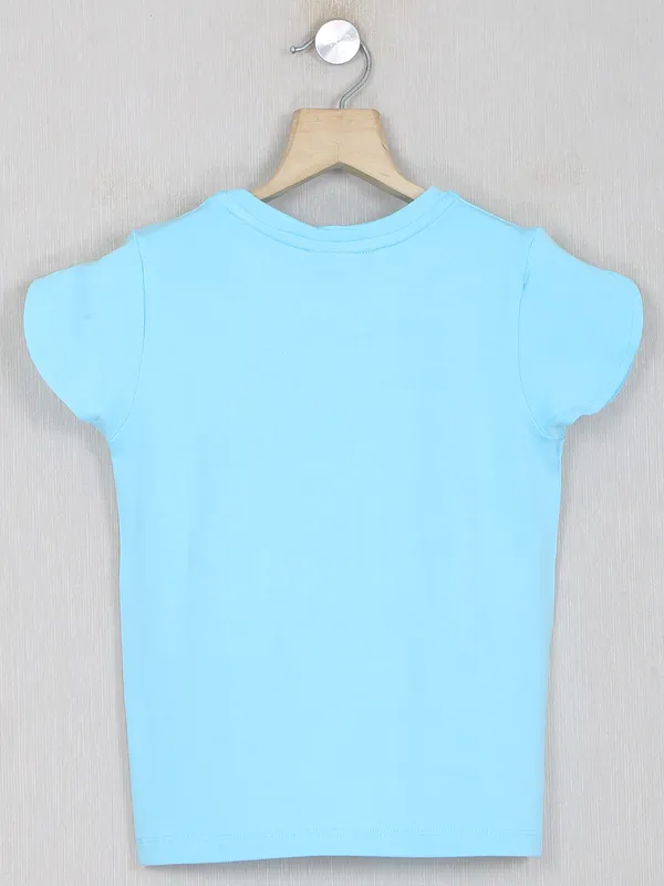 Leo n babes sky blue cotton printed top for casual events