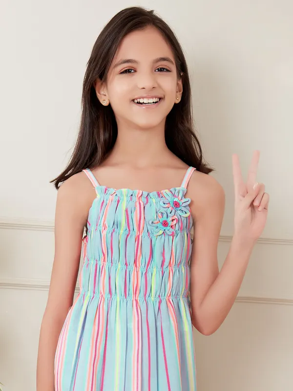 Leo n Babes sky blue cotton stripe frock