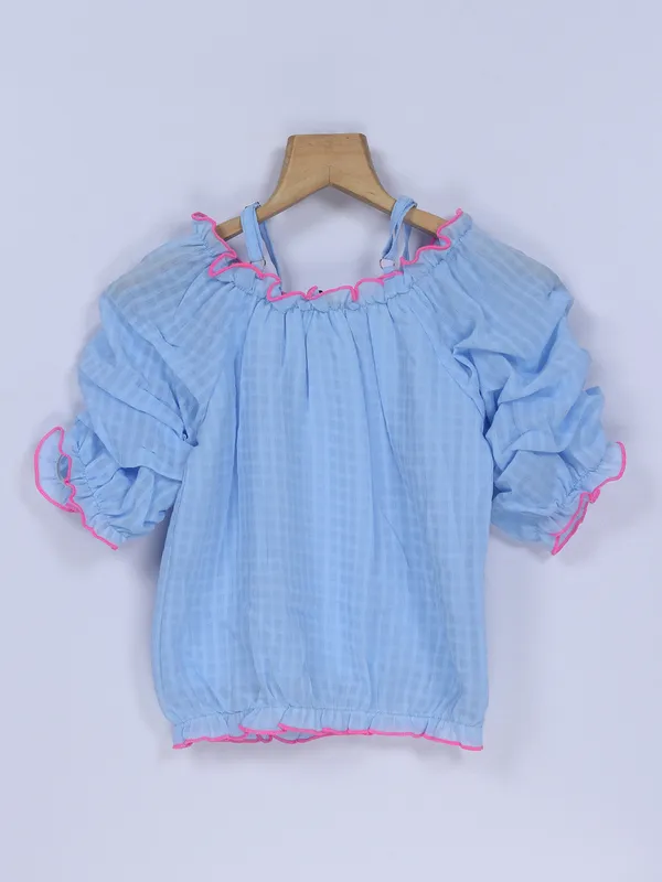 Leo n Babes sky blue georgette girls top