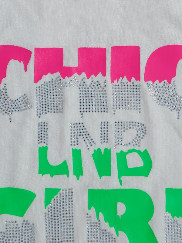 Leo n Babes white cotton printed top
