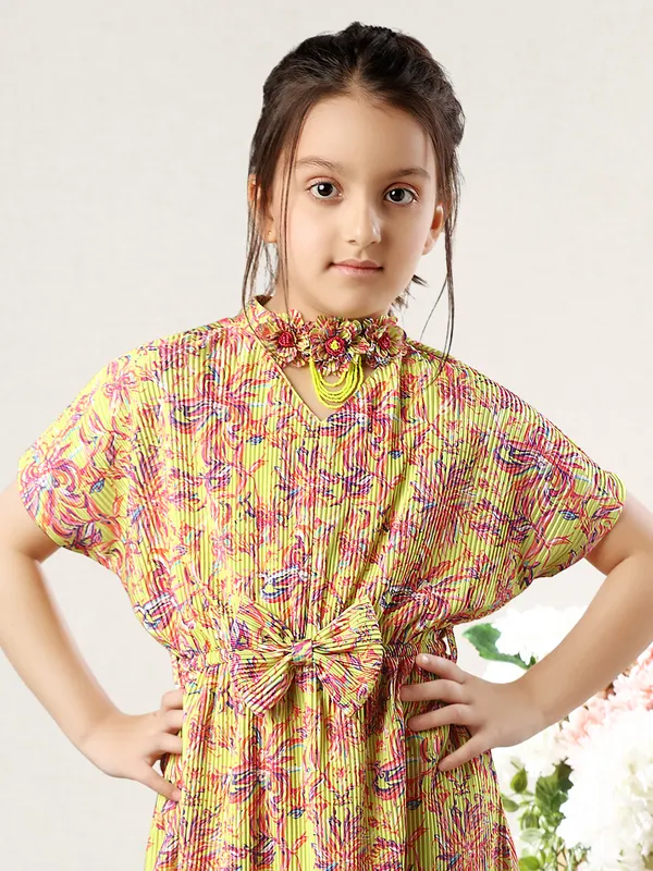Leo n Babes yellow printed lycra frock