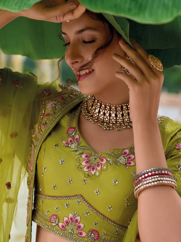 Letest light green lehenga choli for wedding