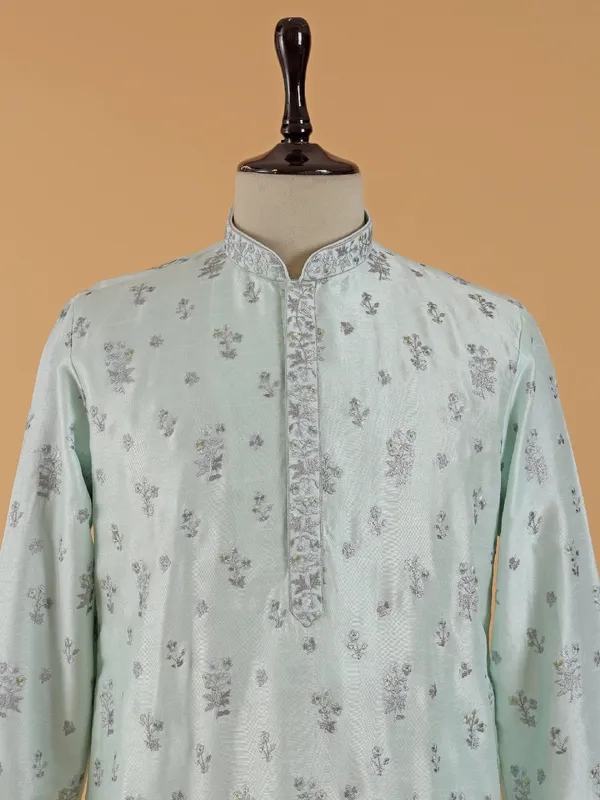 Letest mint green silk kurta suit for men