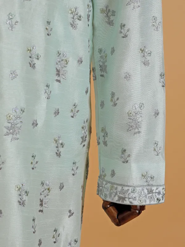 Letest mint green silk kurta suit for men