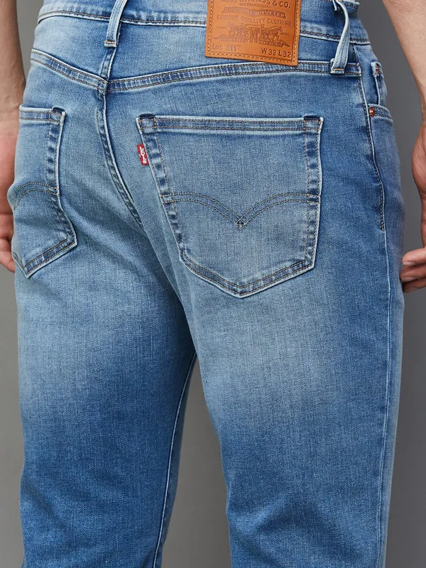 LEVIS 511 slim fit washed light blue mens denim jeans