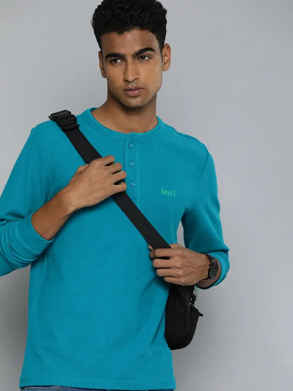 Levis aqua plain knitted t shirt