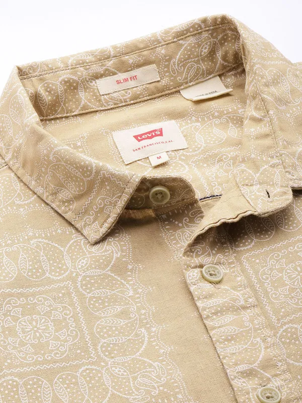 LEVIS beige printed cotton shirt