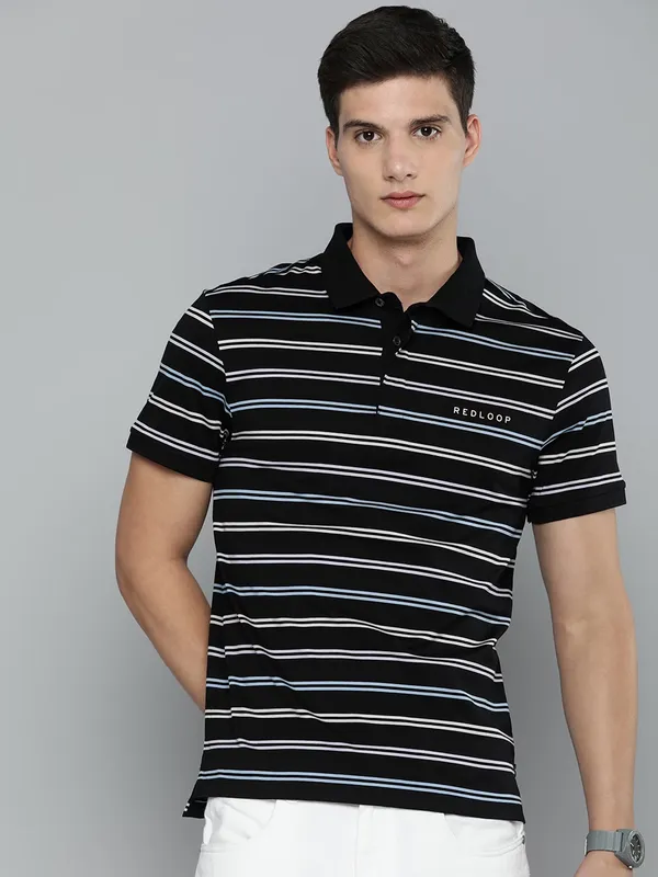 Levis black cotton t shirt with polo neck