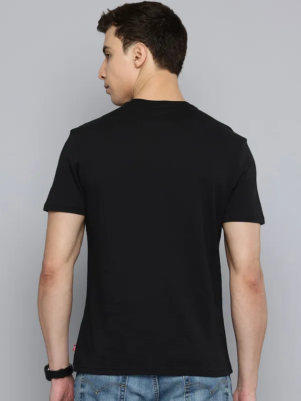 LEVIS black printed cotton slim fit t-shirt