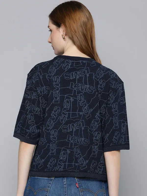 LEVIS black printed cotton t-shirt with round neck