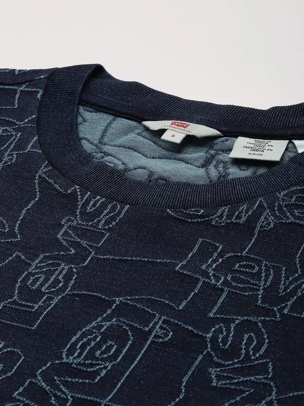 LEVIS black printed cotton t-shirt with round neck