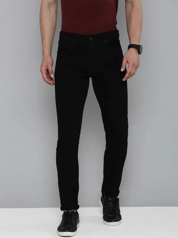 Levis black solid 512 slim taper fit jeans