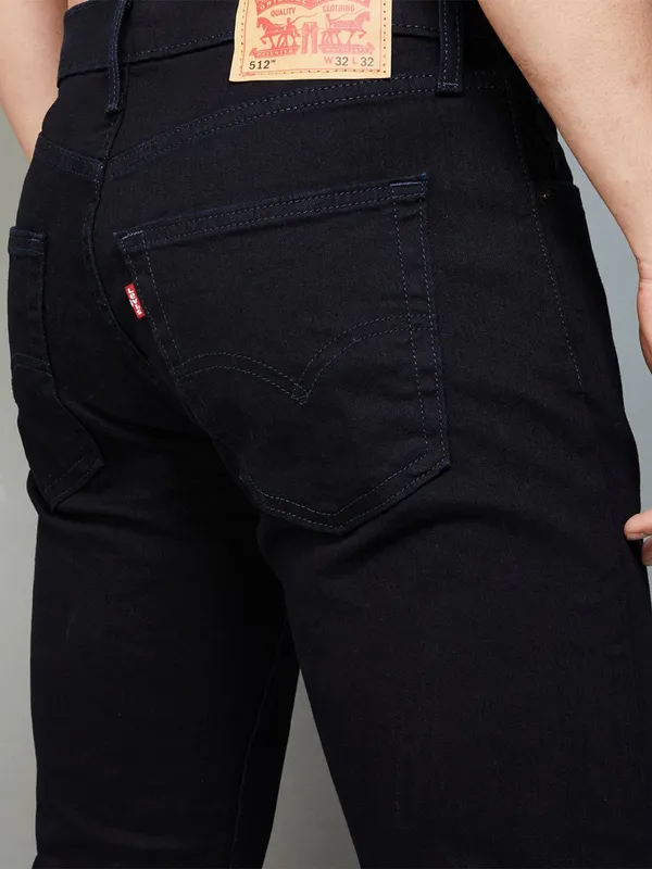 LEVIS black solid slim tapered fit jeans