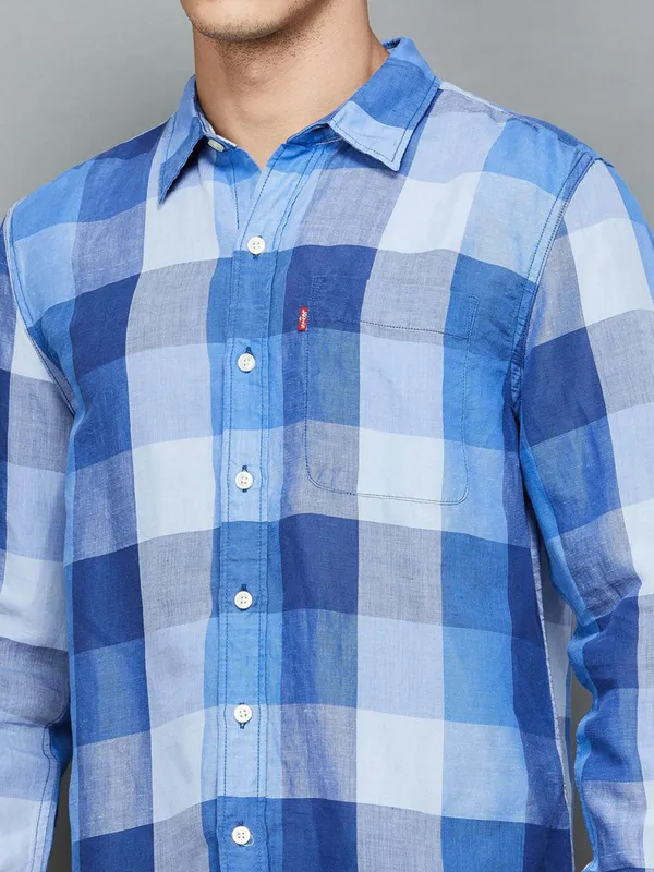 LEVIS blue checks cotton casual shirt