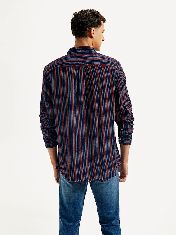 LEVIS blue striped pattern casual slim fit shirt