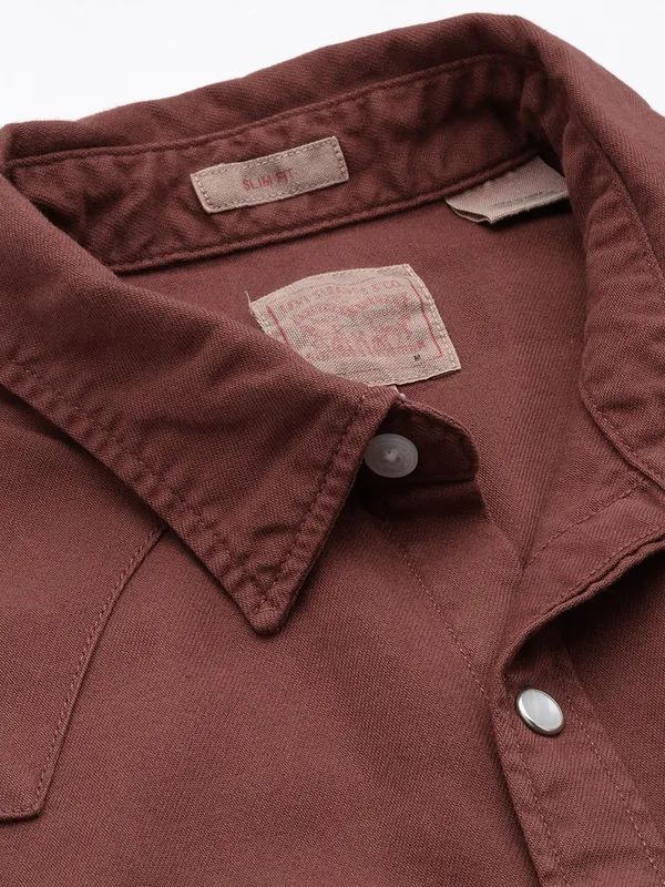 LEVIS brown sober casual shirt for men