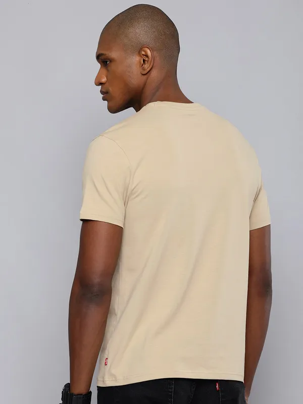 LEVIS casual beige men t-shirt in cotton