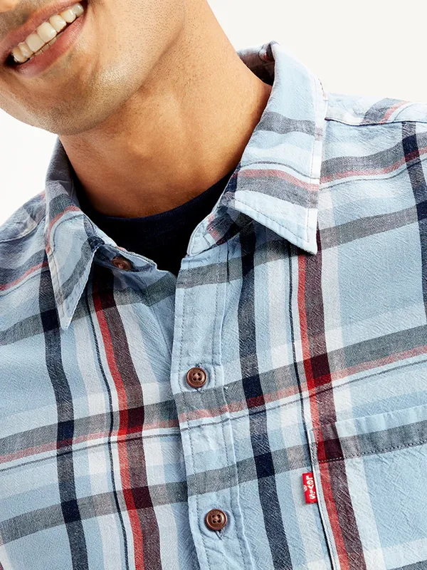 LEVIS casual light blue cotton shirt for men